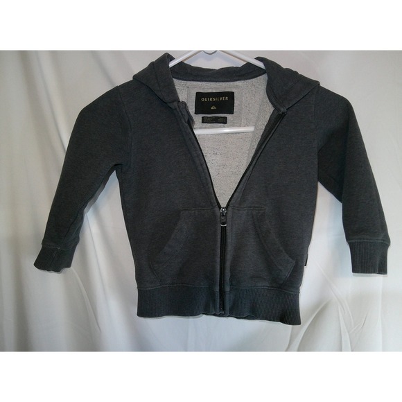 Quiksilver‎ Full Zip Hoodie Sweatshirt Graphic Logo Gray Kids Size 3 - Picture 1 of 3